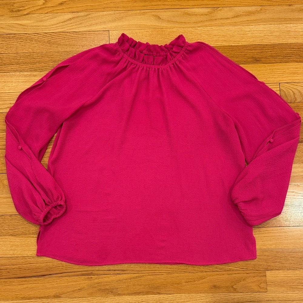 Vince Camuto Pink Ruffle Neck Top